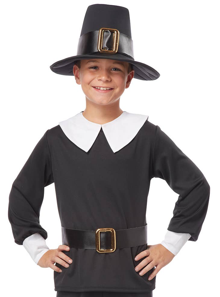 Boy's Olden Days Pilgrim Costume - Close Up Image