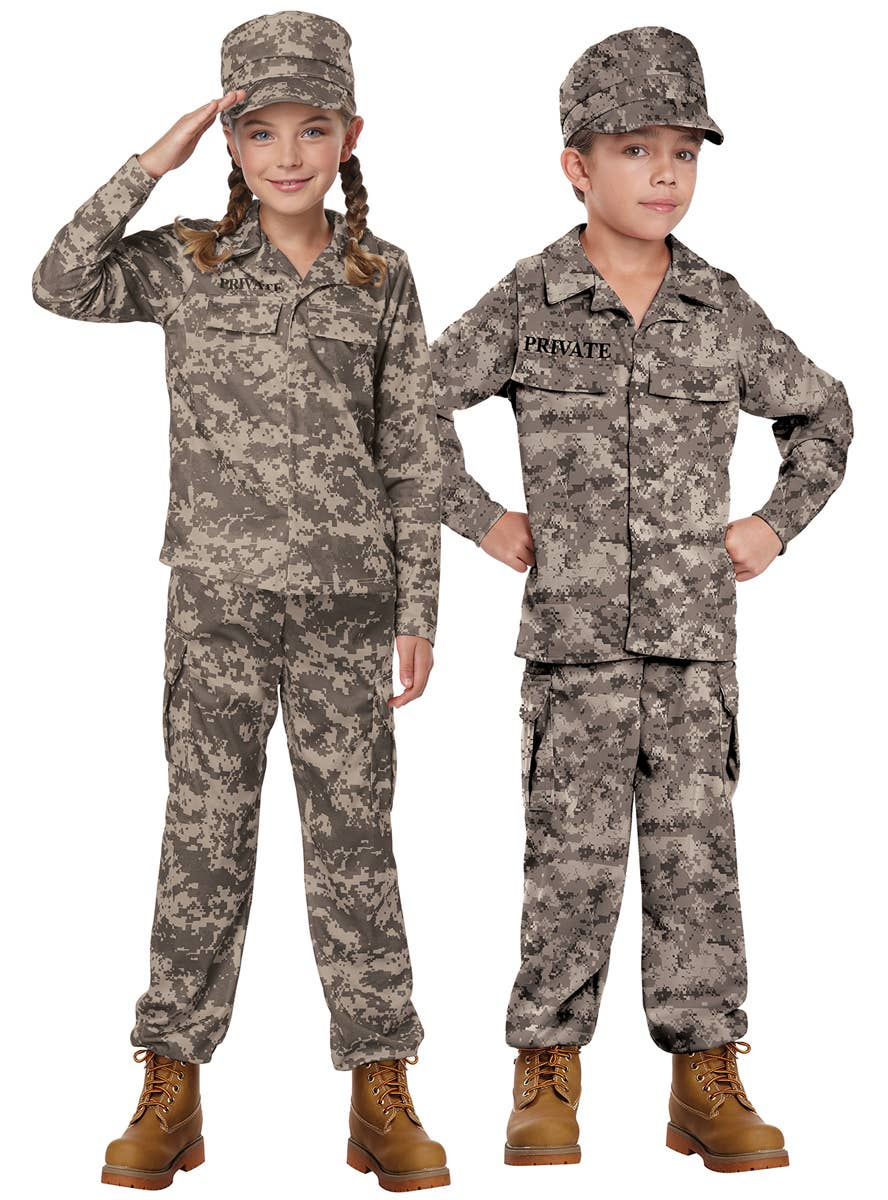 Child's Military Soldier Unisex Fancy Dress Costume Front View