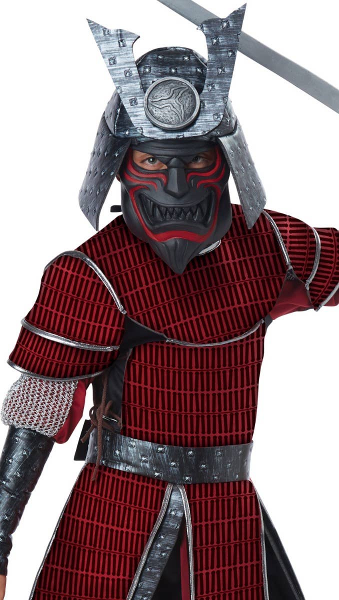 Japanese Samurai Warrior Deluxe Boys Costume - Costume Close Image