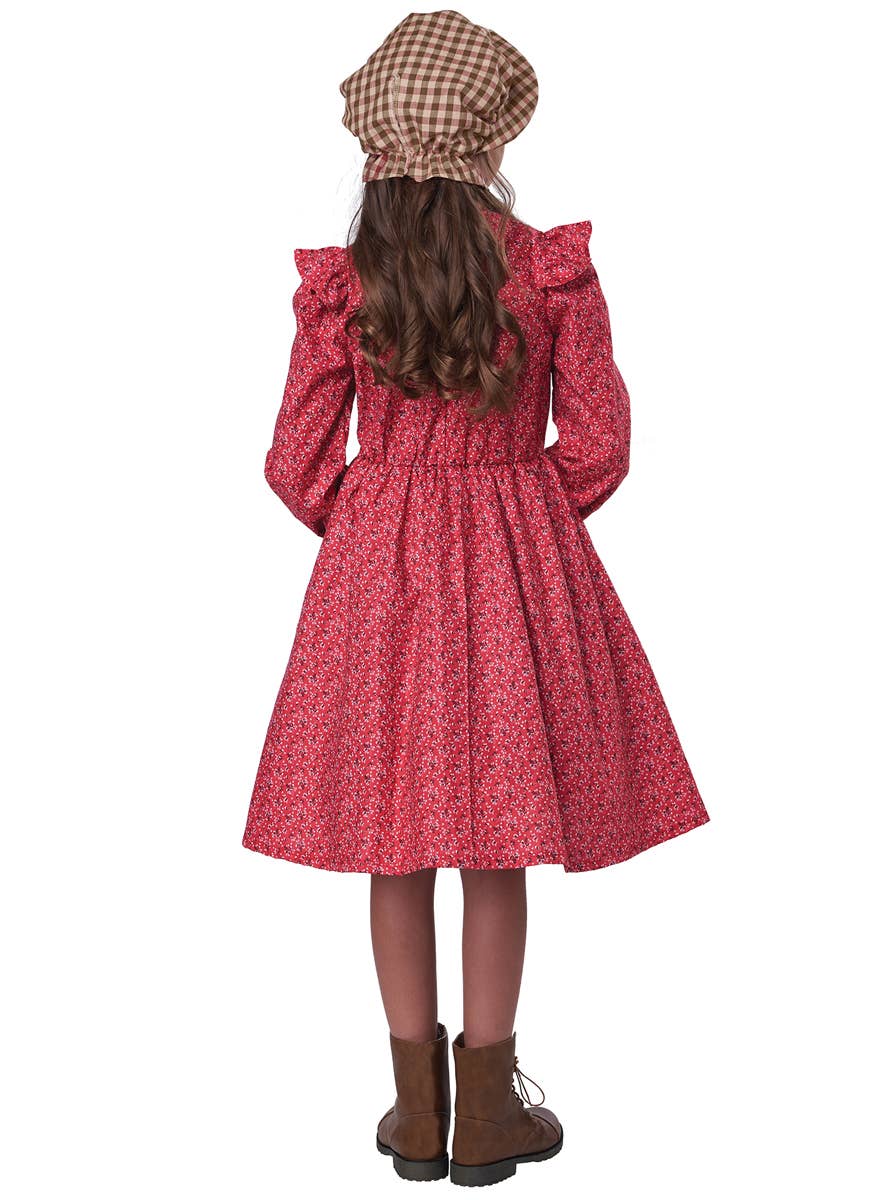 Floral Pink Frontier Settler Girl's Colonial Costume - Back Image