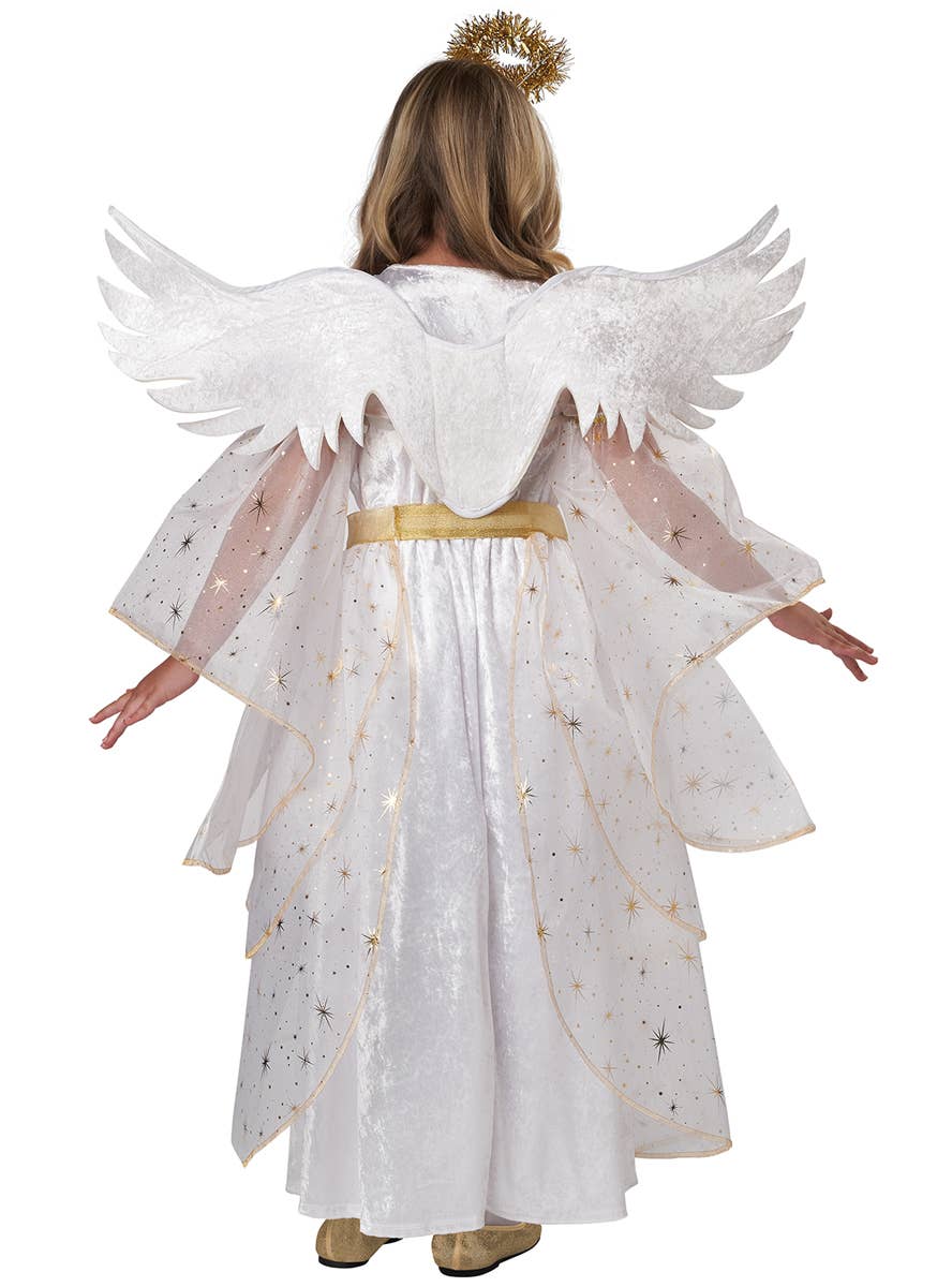 Girl's Deluxe White Starburst Angel Costume - Back Image