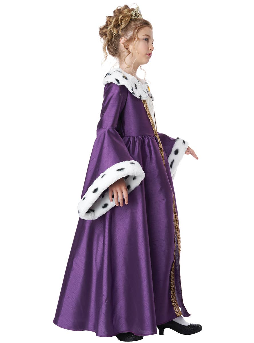 Purple Medieval Queen for a Day Toddler Costume for Girls - Side Image