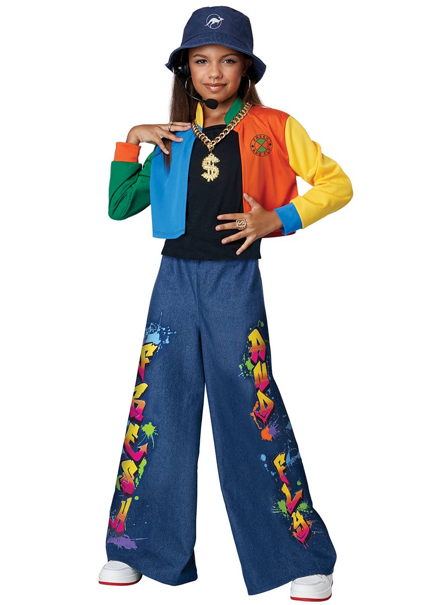 Image of front of Hip Hop Superstar Girl's 90s Dress Up Costume