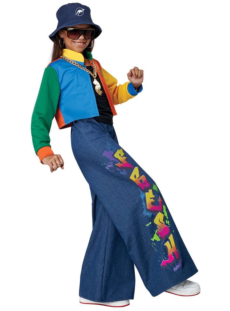Girls 90s Hip Hop Superstar Costume - Side Image