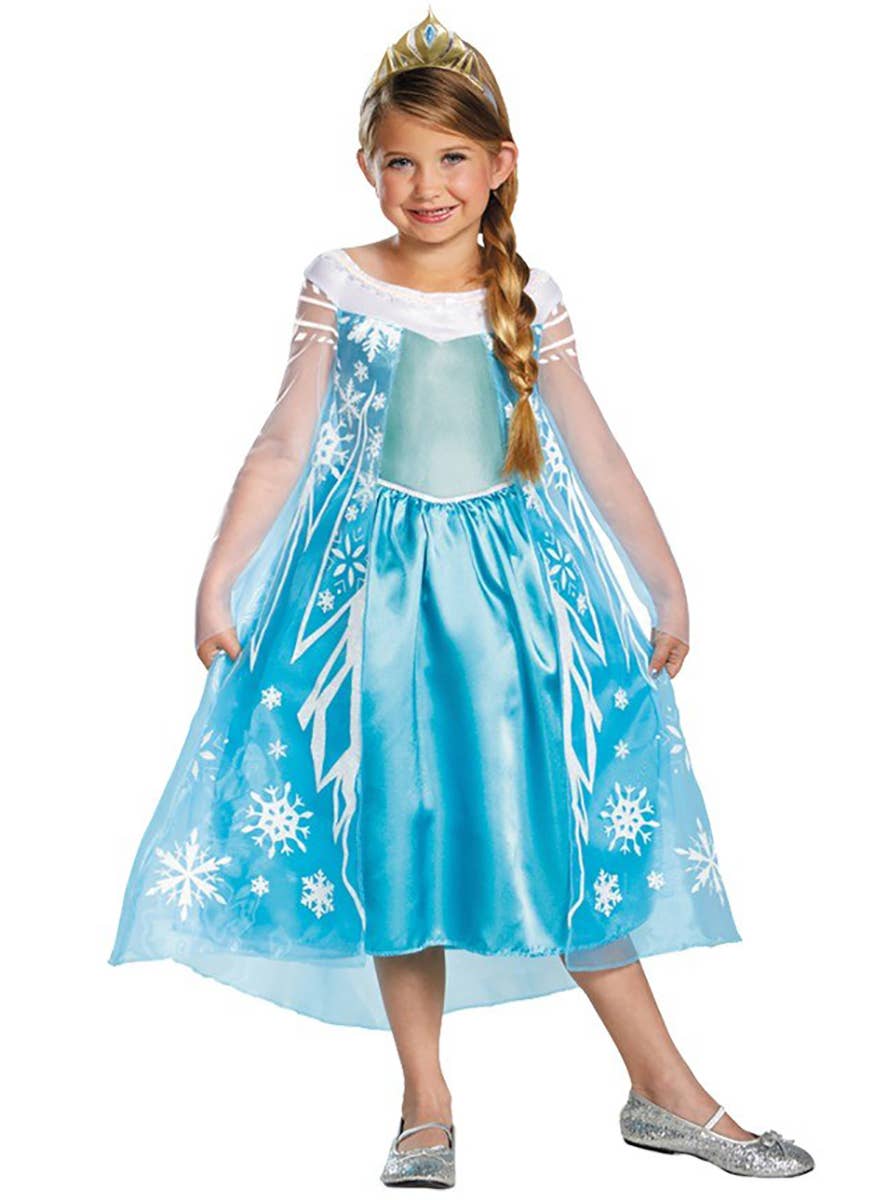 Frozen Girl's Disney Elsa Costume Front View