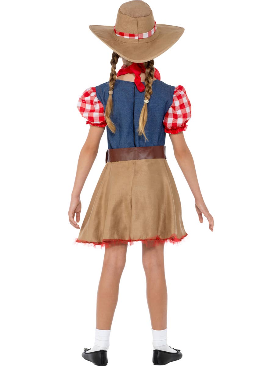 Short Sleeve Rodeo Cowgirl Costume for Girls - Back Image