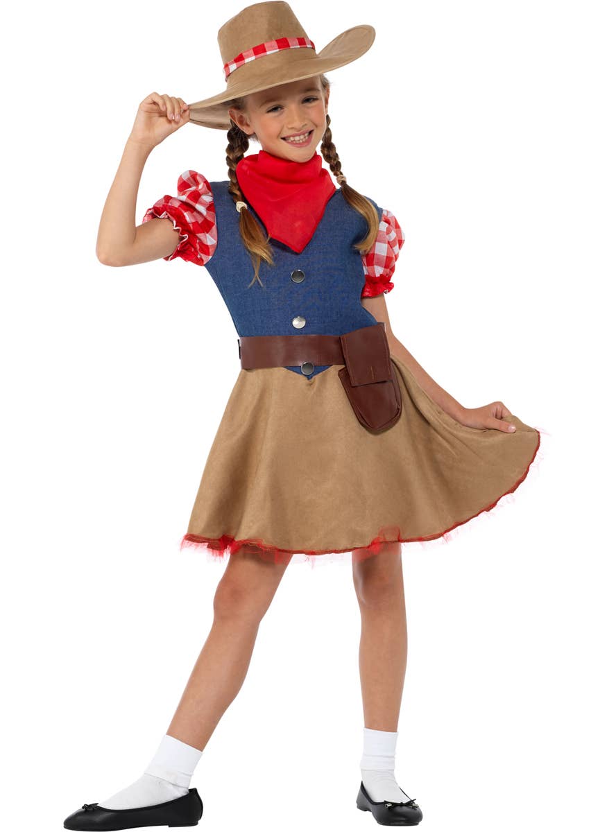 Short Sleeve Rodeo Cowgirl Costume for Girls - Alternate Image 1