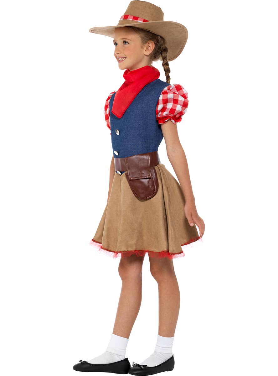 Short Sleeve Rodeo Cowgirl Costume for Girls - Side Image