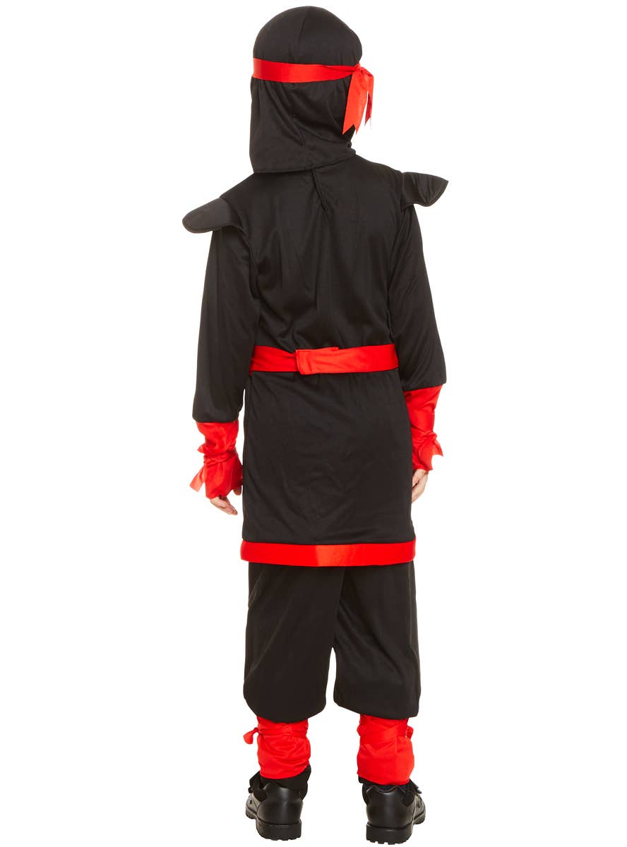 Black and Red Japanese Ninja Boys Costume - Back Image
