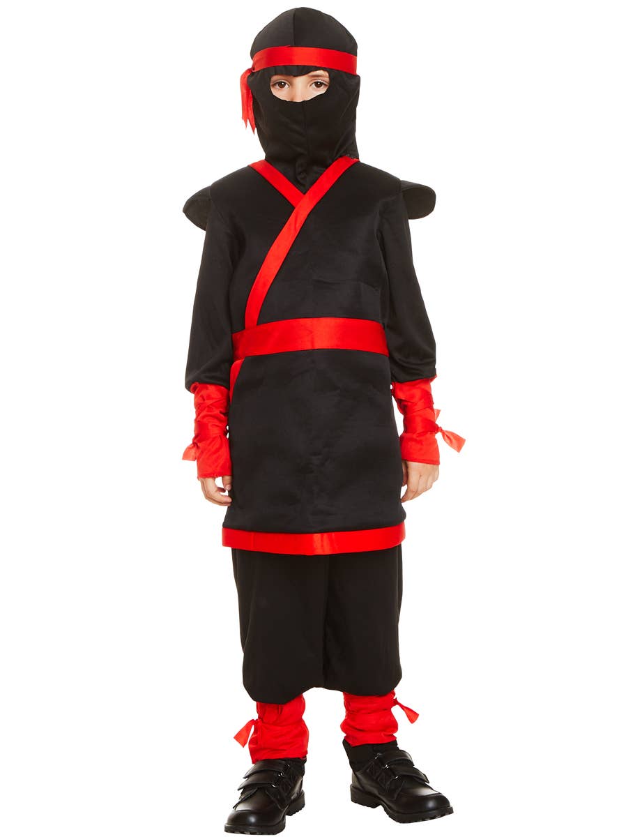 Black and Red Japanese Ninja Boys Costume - Main Image