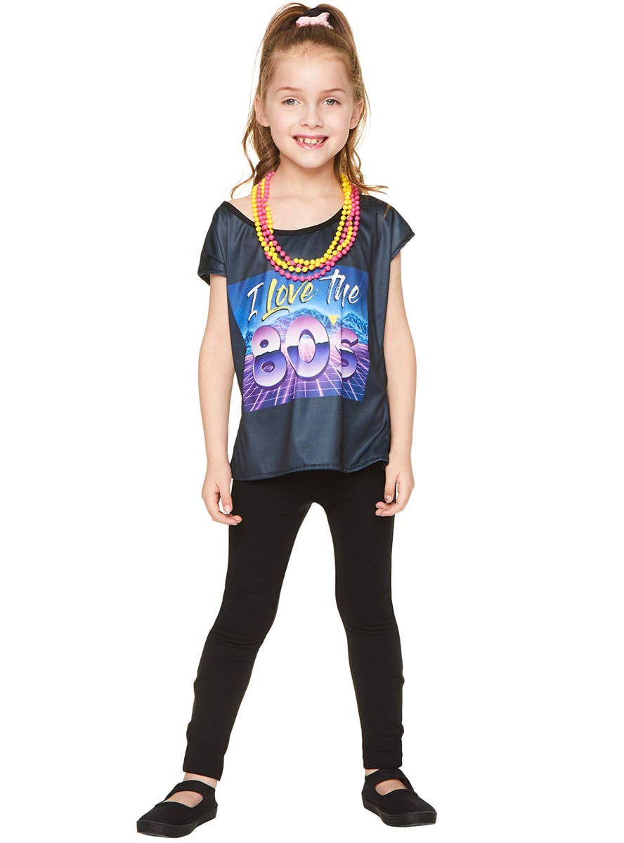 Black I Love the 80s Girl's Costume Shirt - Main Image
