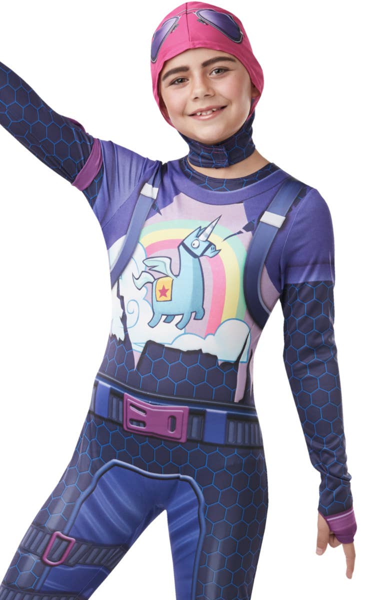 Brite Bomber Fornite Tween Girls Video Game Book Week Fancy Dress Costume Close Up Image
