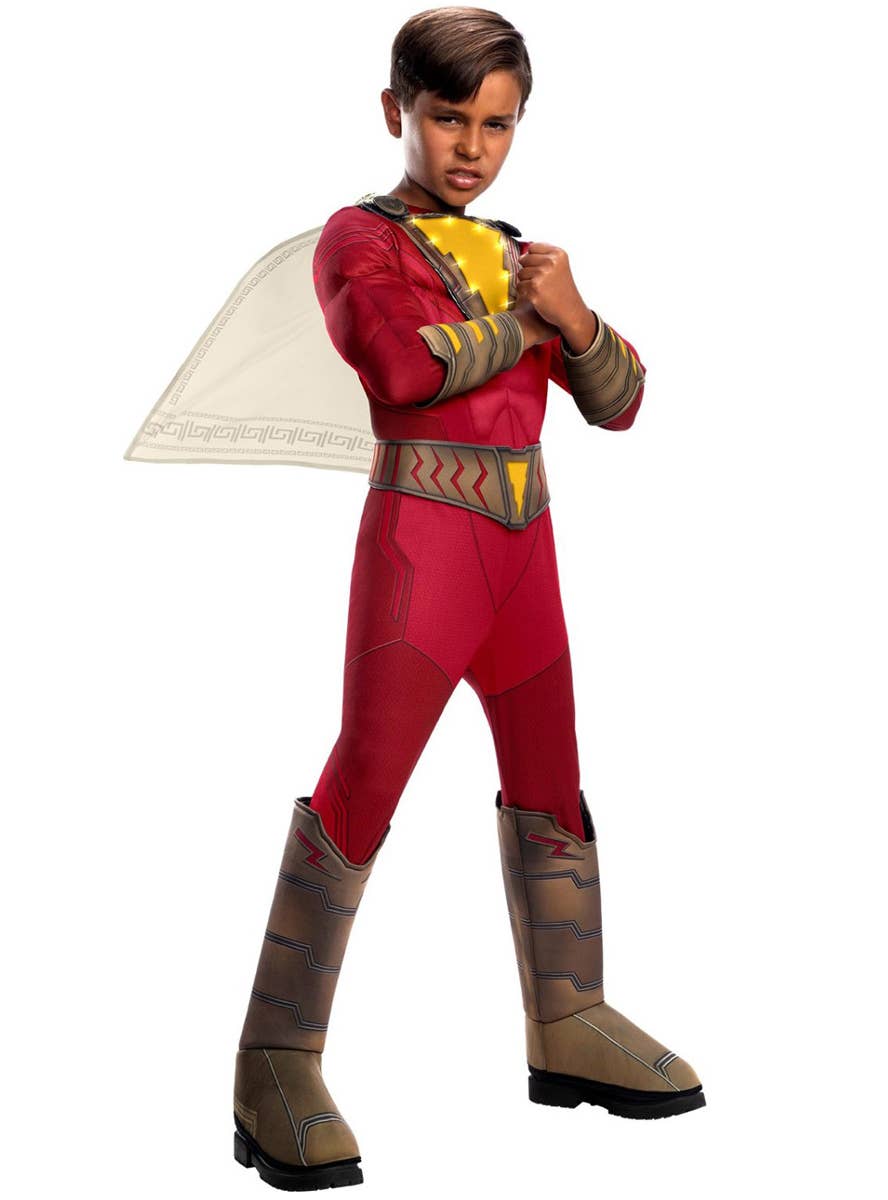 Deluxe Light Up Boys Shazam Superhero Fancy Dress Costume