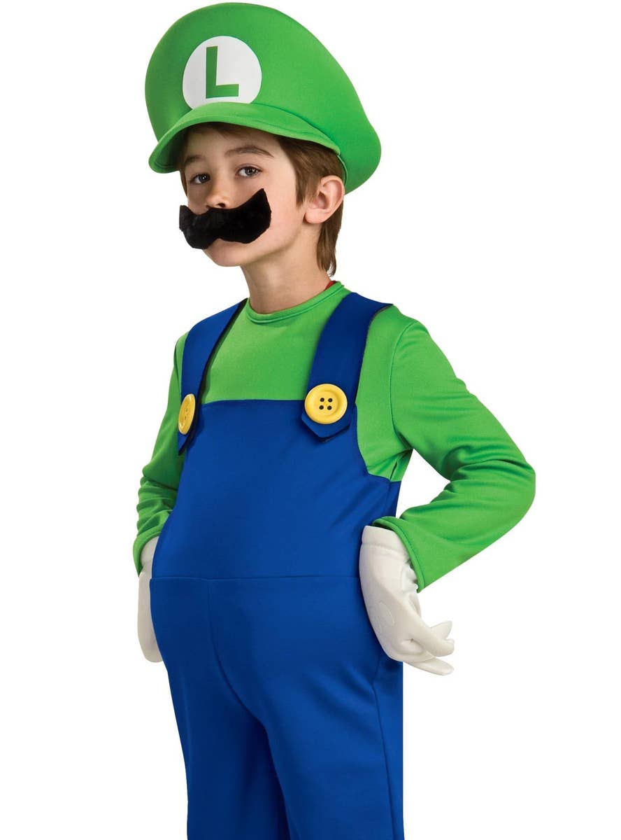 Luigi Boy's Deluxe Super Mario Video Game Costume Close Image