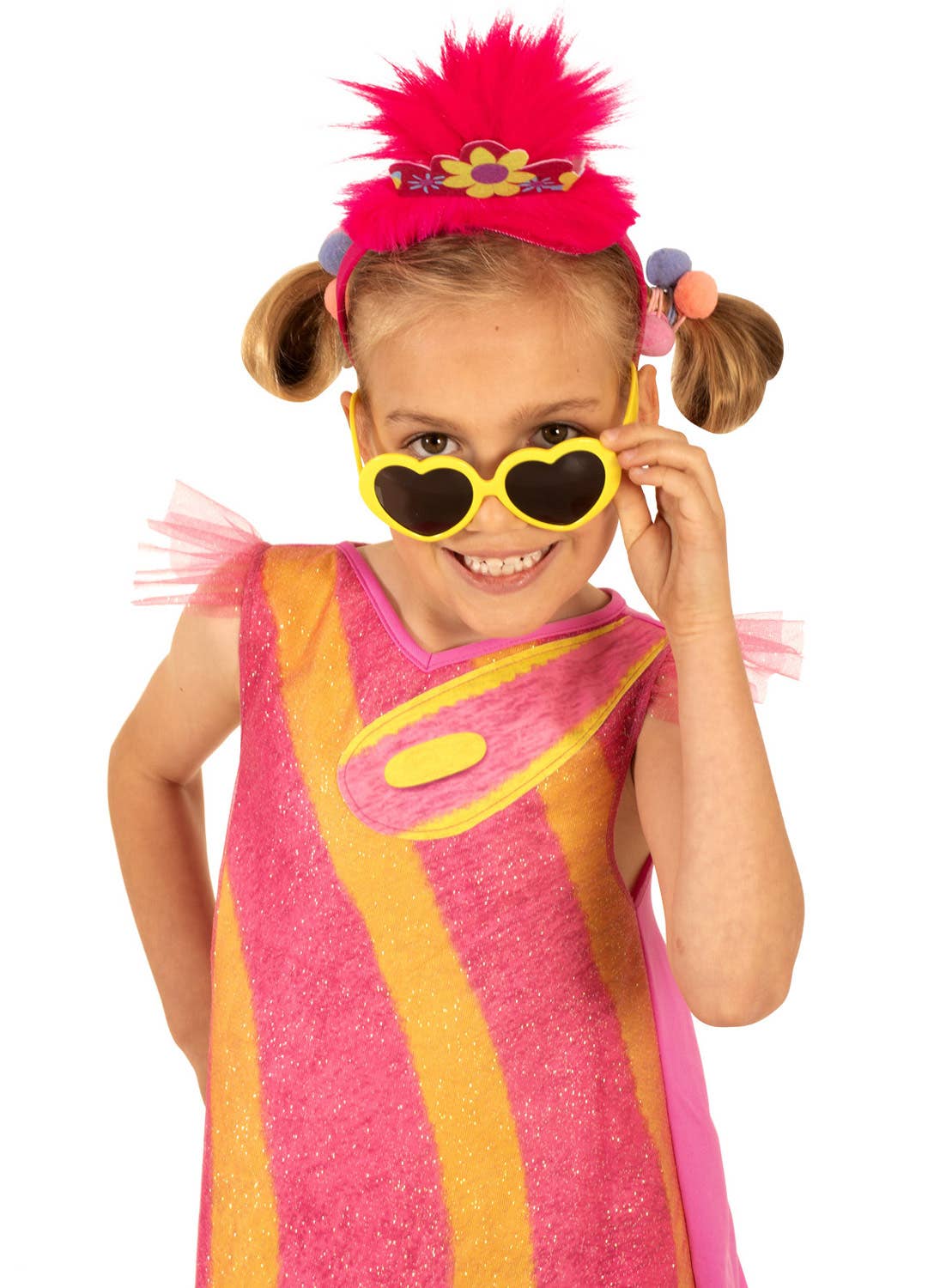 Girl's Poppy Pop Trolls World Tour Costume Close Front Image