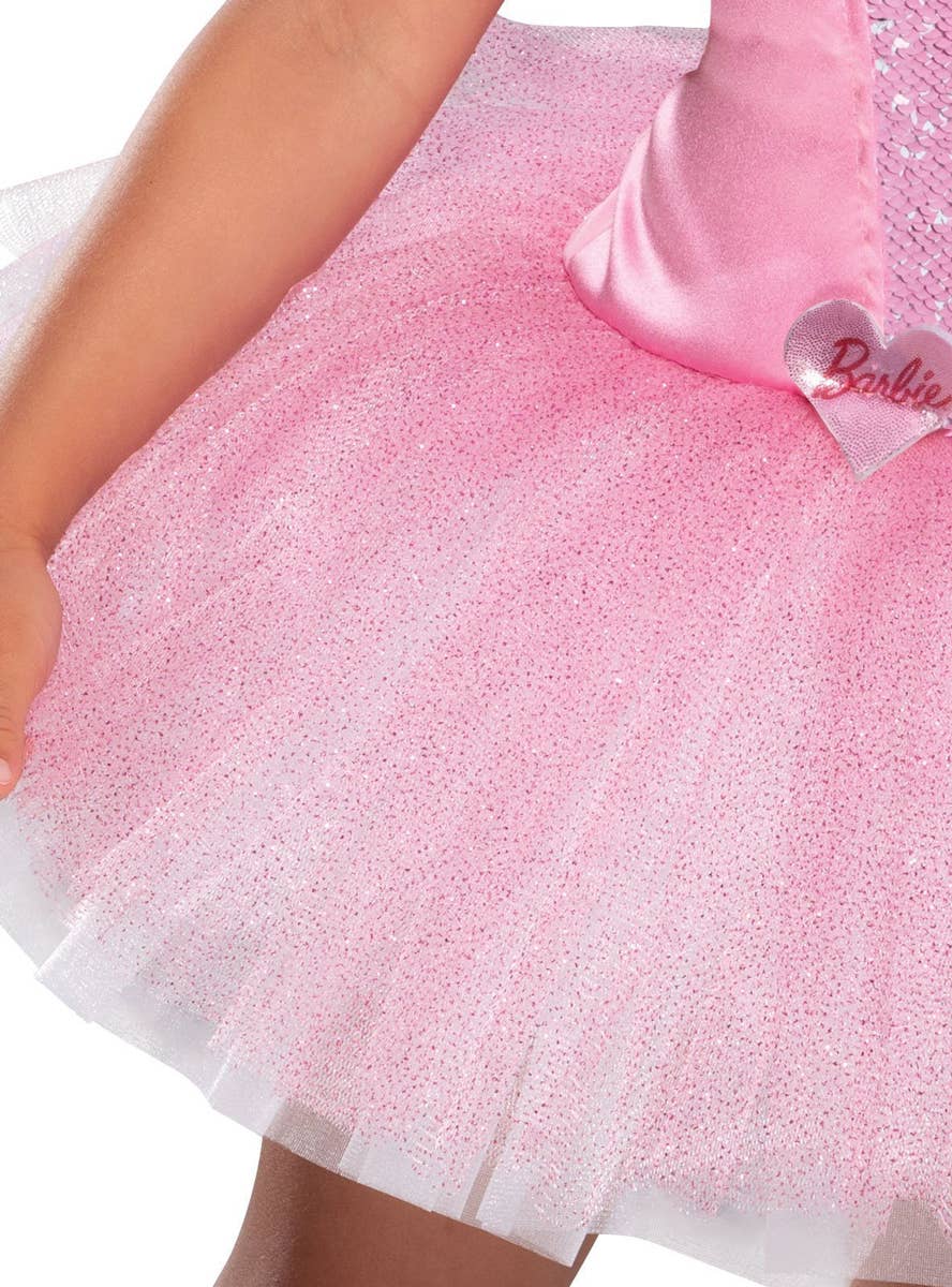 Girls Pink Ballerina Barbie Costume - Close Up Image 4