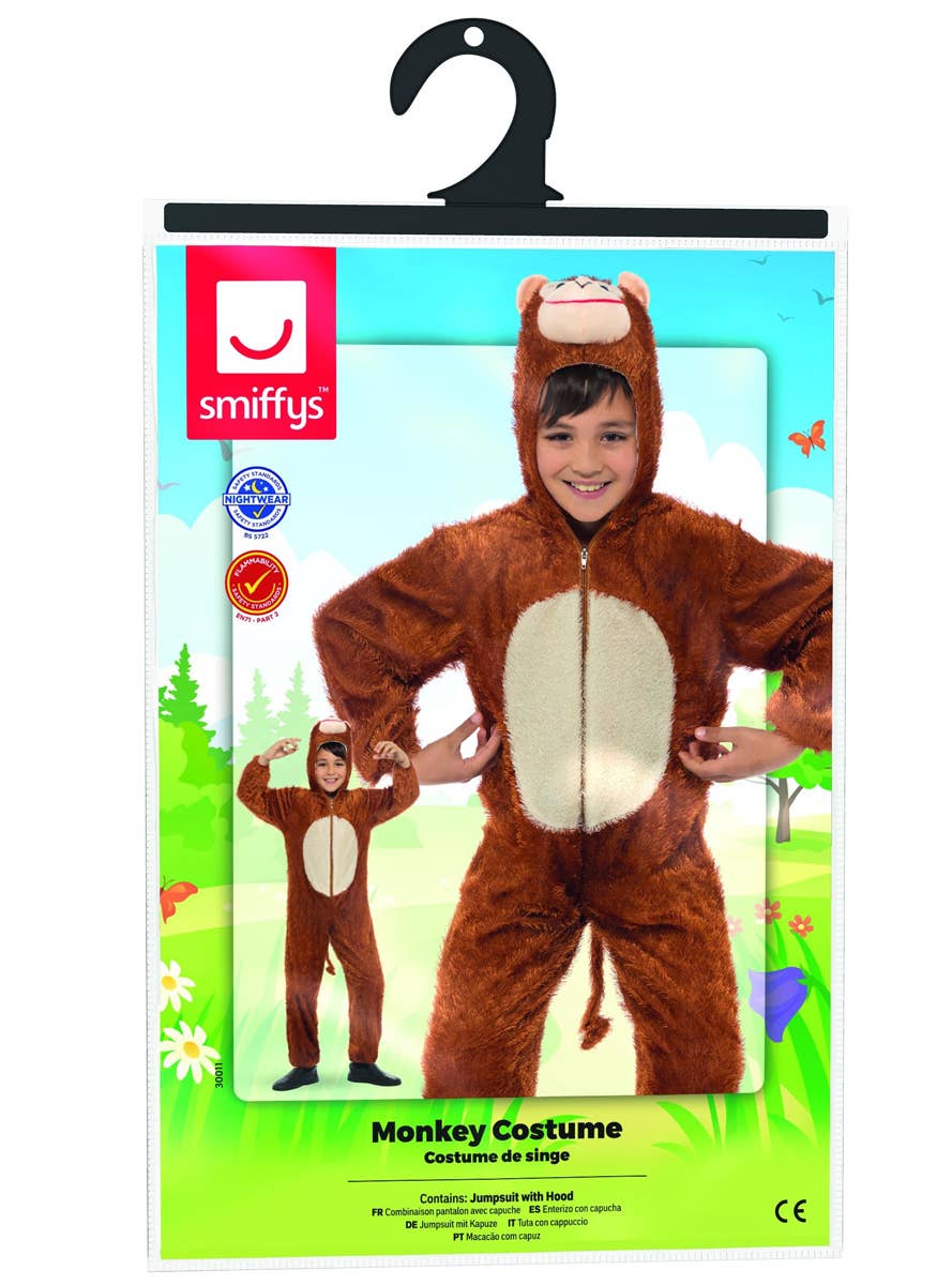 Kid's Cheeky Little Monkey Animal Costume Onesie with Hood Pack Image