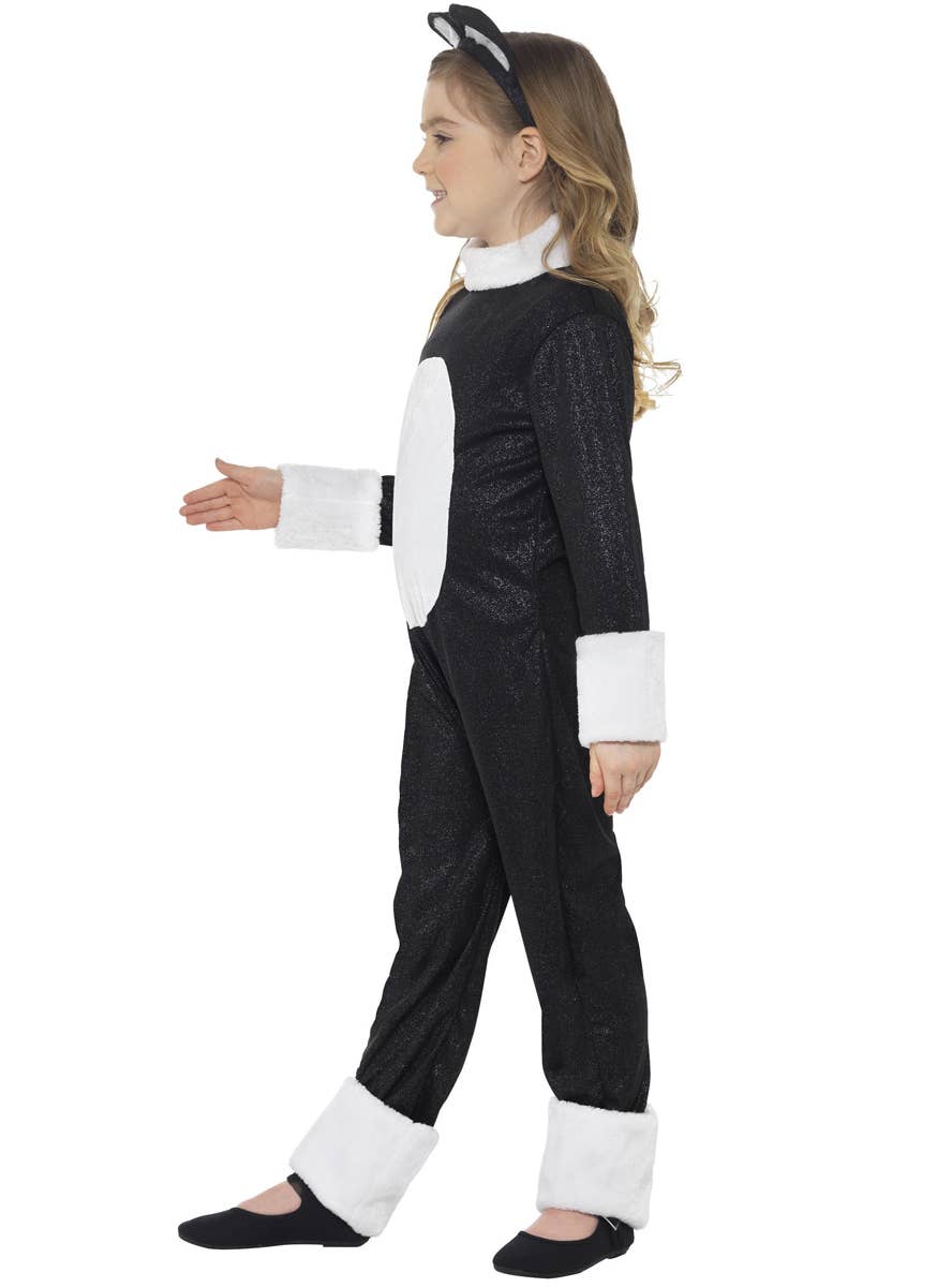 Black Cat Girl's Black and White Animal Costume Side Image