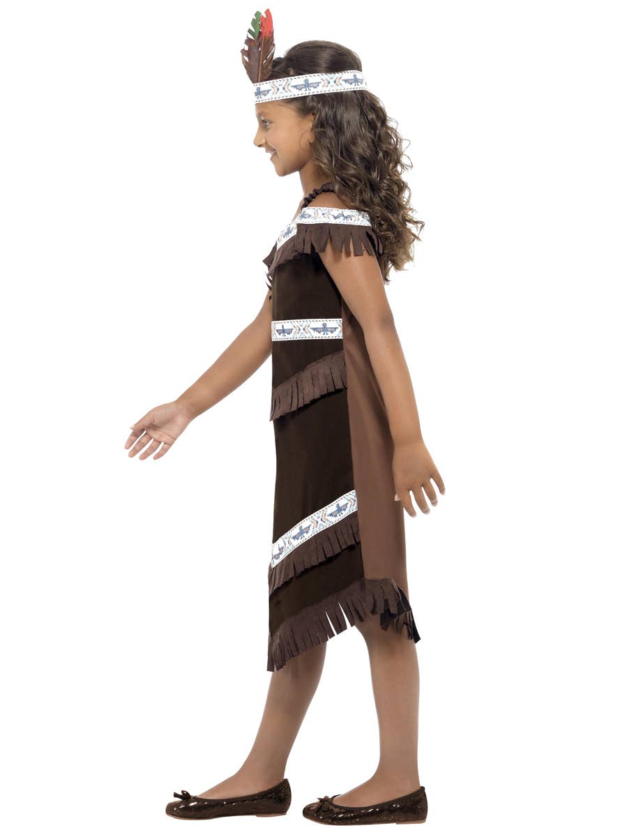 Dark Brown Girl's Native American Indian Costume Side View