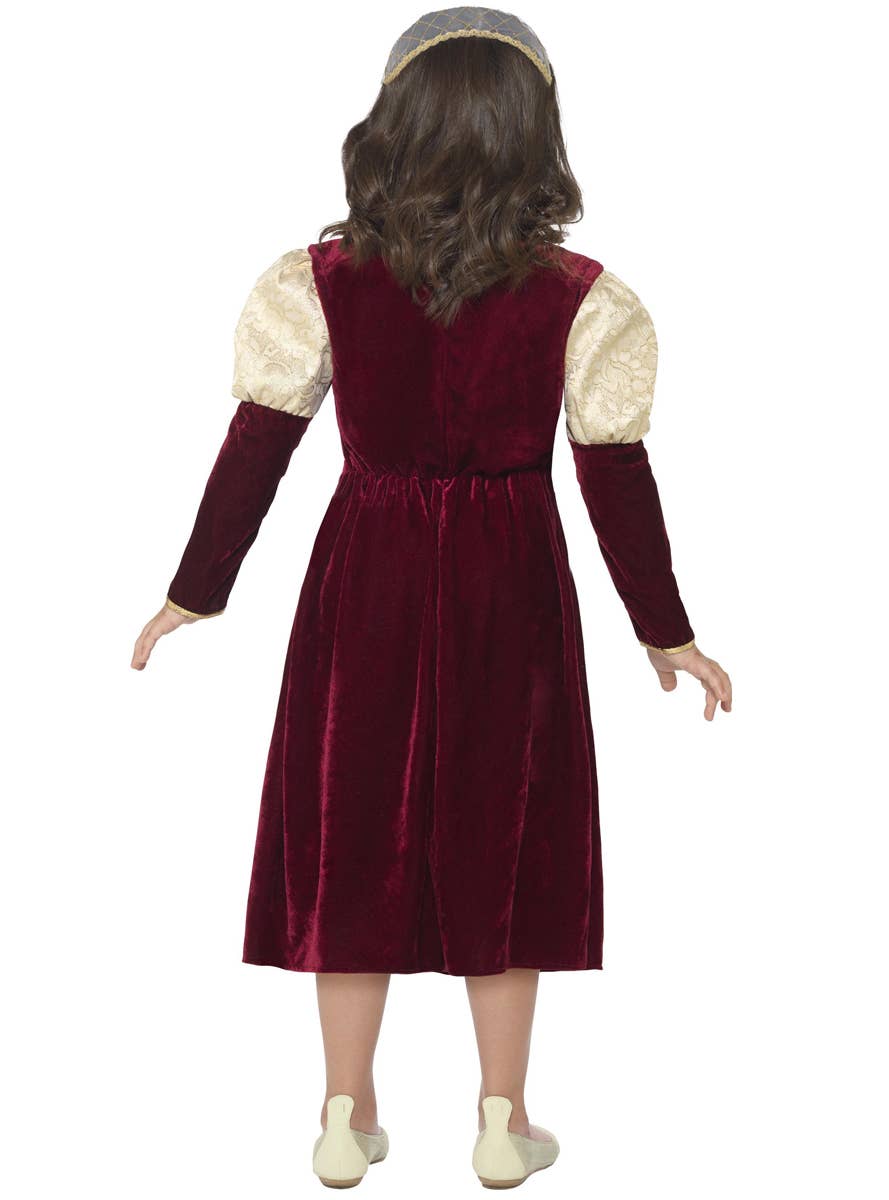 Girl's Tudor Damsel Princess Medieval Kid's Fancy Dress Costume Back View