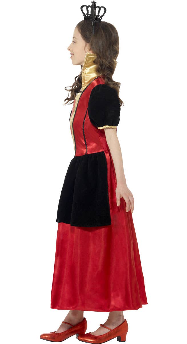 Girls Queen of Hearts Fancy Dress Costume Side View