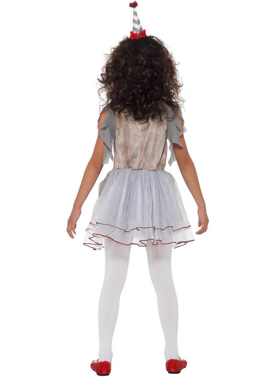 Girls Creepy Vintage Clown Halloween Fancy Dress Costume Alternate Back Image