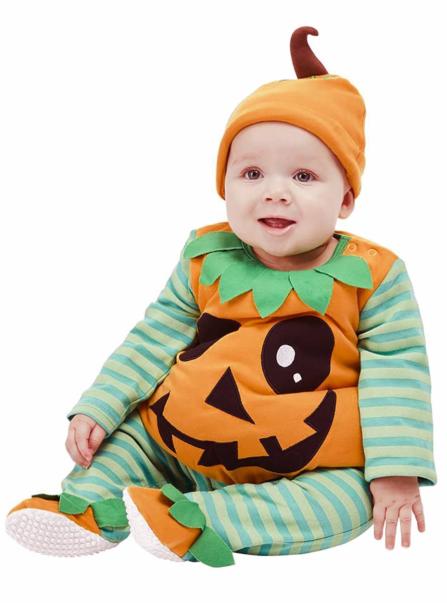 Green and Orange Baby Pumpkin Infant Costume - Alternative Image