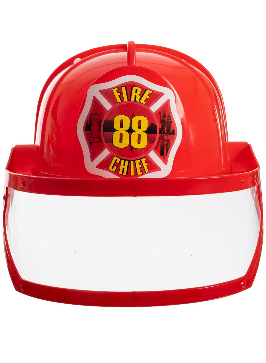 Red Plastic Fire Fighter Costume Helmet with Movable Visor - Alternative Image 2