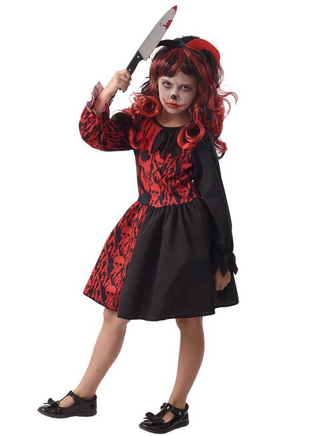 Red and Black Skeleton Costume for Girls - alternative image