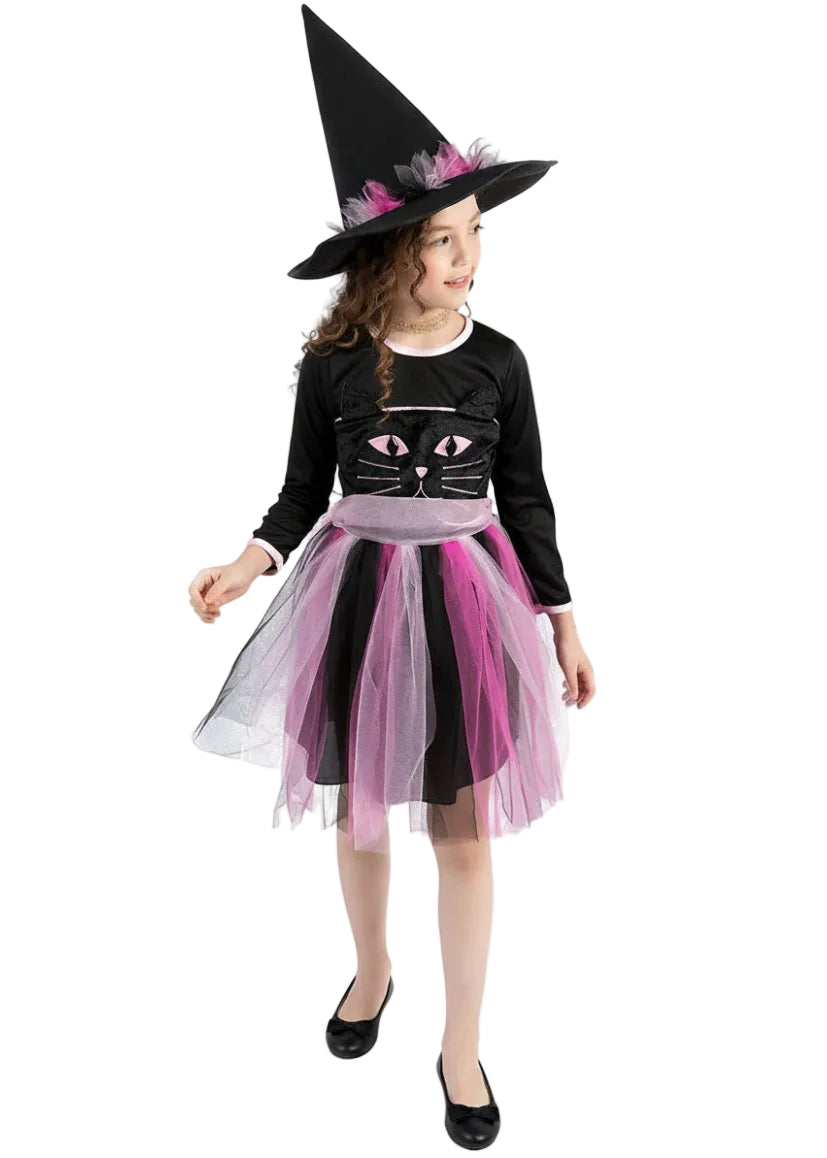 Kitty Witch Girls Pink Halloween Costume - Alternative image