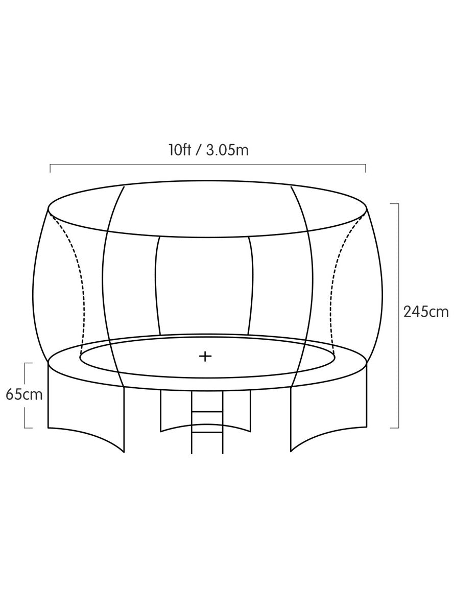 Kahuna 10ft Round Springless Trampoline with Safety Net Orange Padding Basketball Hoop Dimensions Image