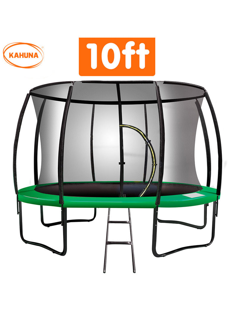 Kahuna 10ft Round Trampoline with Green Padding and Safety Net Info Image 2