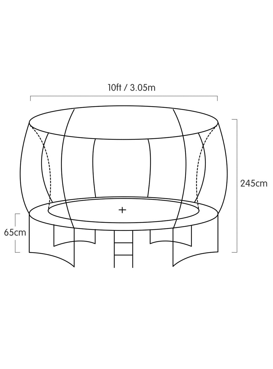Kahuna 10ft Round Trampoline with Green Padding Safety Net Basketball Hoop Dimensions Image