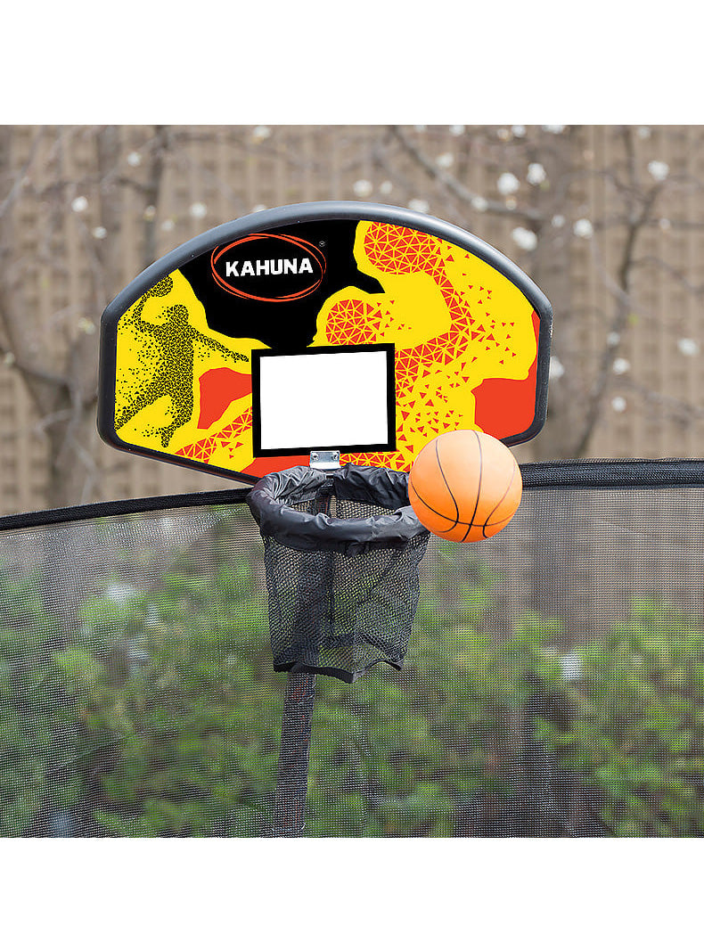Kahuna 10ft Round Trampoline with Pink Padding Safety Net Basketball Hoop Image