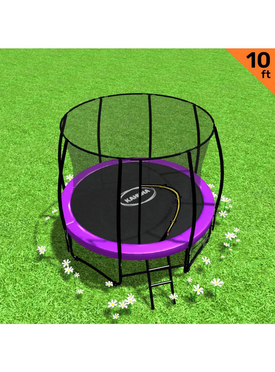 Kahuna 10ft Round Trampoline with Purple Padding and Safety Net Info Image 1