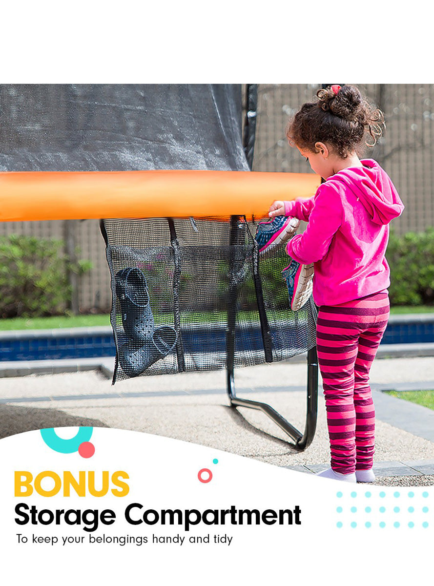 Kahuna 12ft Round Springless Trampoline with Safety Net Orange Padding Basketball Hoop Info Image 7