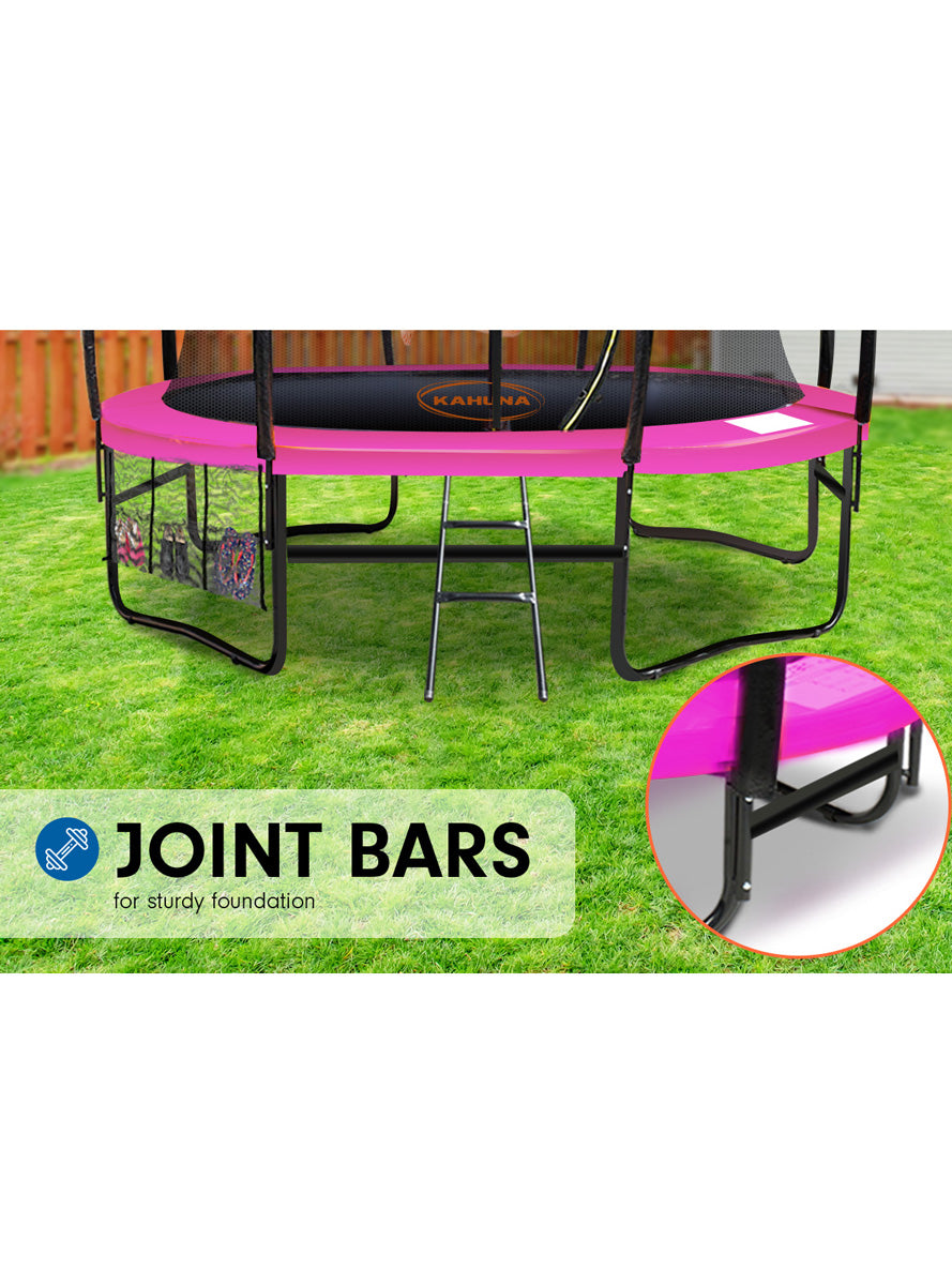 Kahuna 14ft Round Trampoline with Pink Padding and Safety Net Info Image 6
