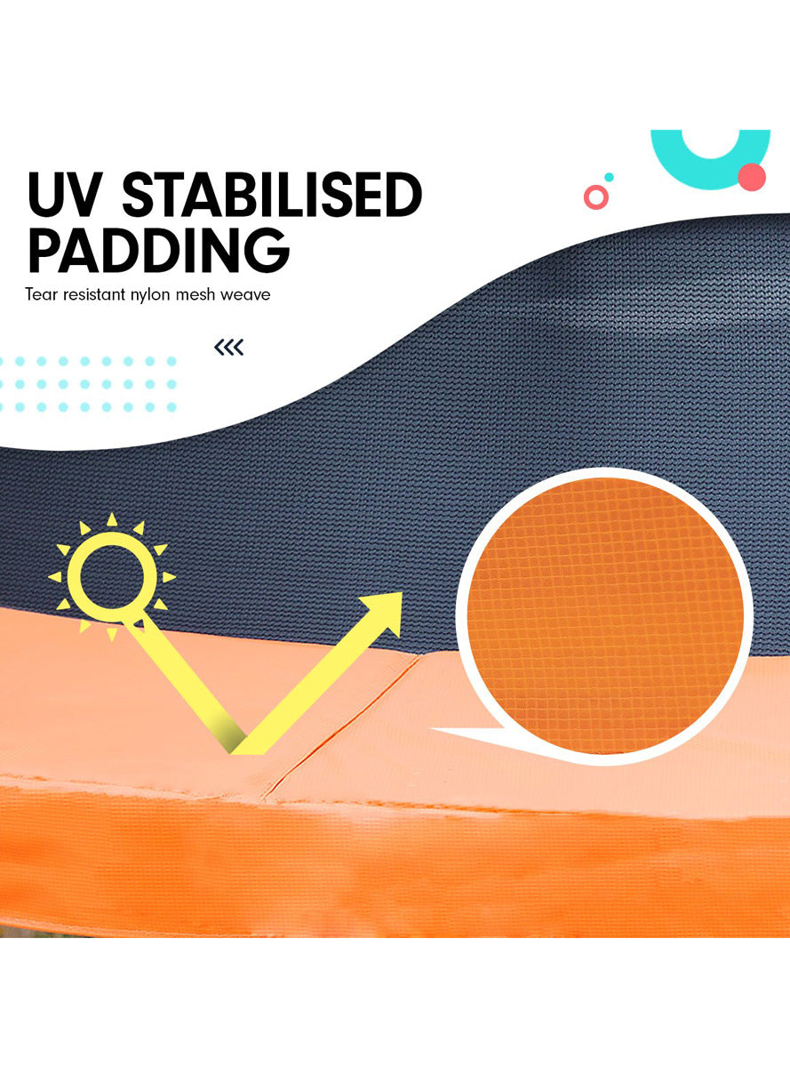 Kahuna 16ft round trampoline with orange padding and safety net - info image 4