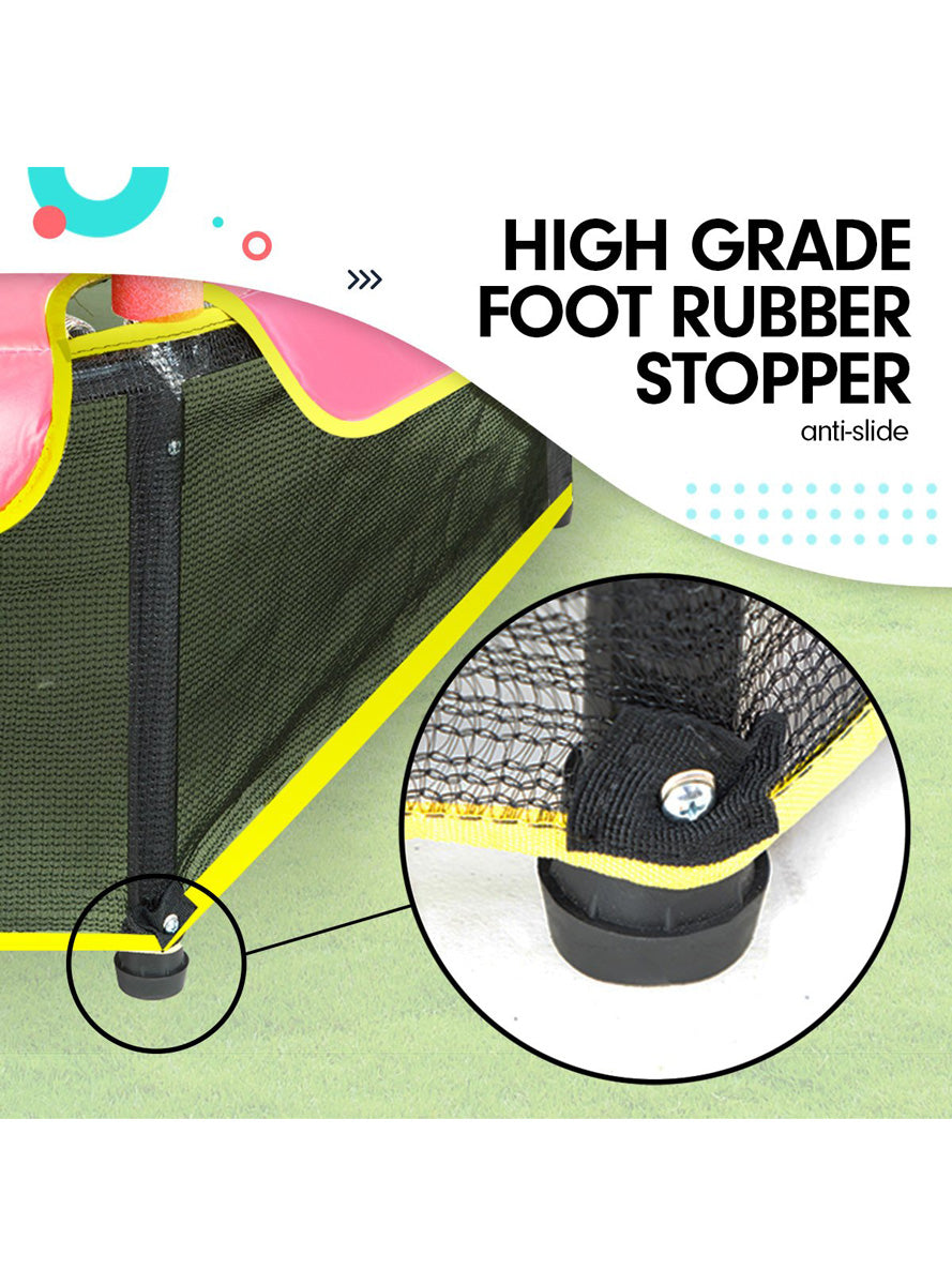 Kahuna 4ft round trampoline with blue and pink padding, safety net and spring pad - info image 5