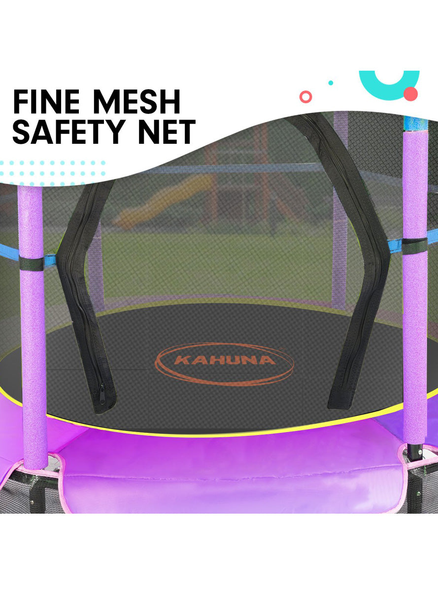 Kahuna 4ft round trampoline with blue and purple padding, safety net and spring pad - info image 4