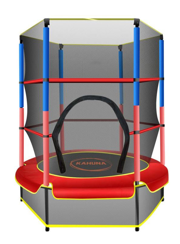 Kahuna 4ft round trampoline with red and blue padding and safety net - main image