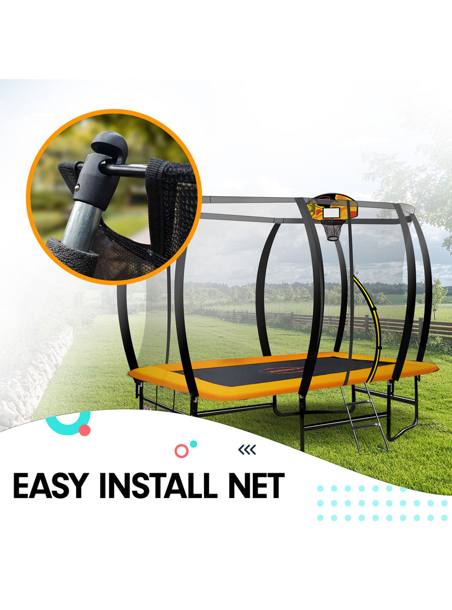 Kahuna 6ft by 9ft rectangular trampoline with safety net and orange padding - info image 7