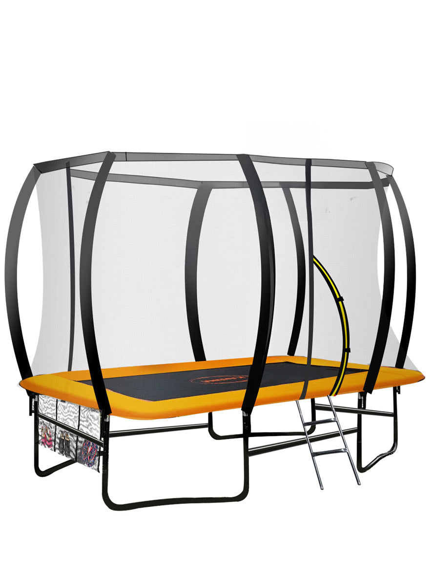 Kahuna 6ft by 9ft rectangular trampoline with safety net and orange padding - main image