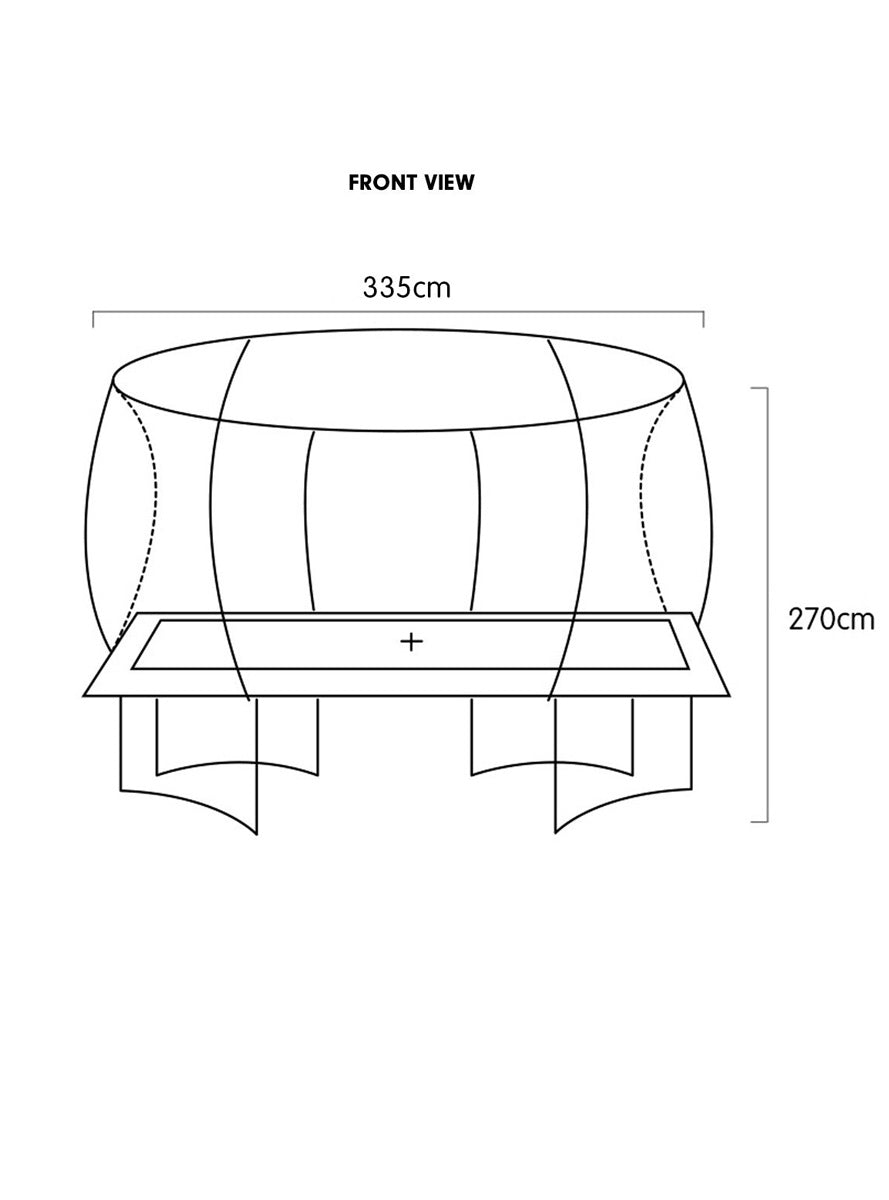 Kahuna 8ft by 11ft rectangular trampoline with basketball hoop, safety net and orange padding - dimensions image