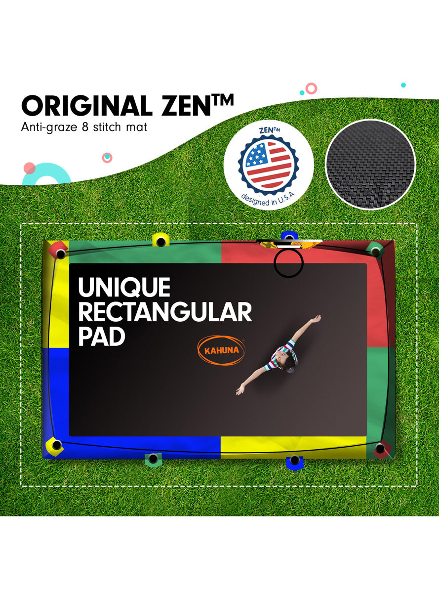 Kahuna 8ft by 11ft rectangular trampoline with net and rainbow padding - info image 3
