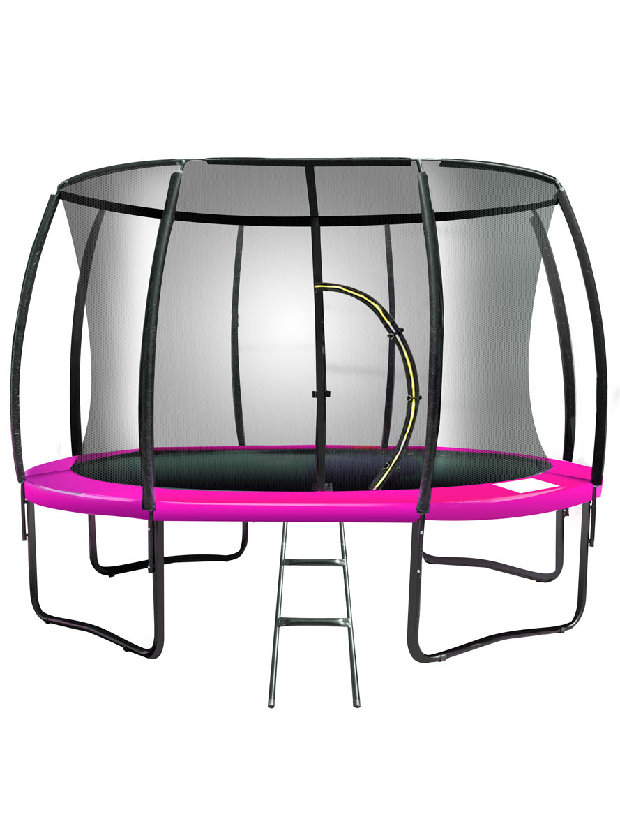 Kahuna 8ft round trampoline with pink padding and safety net - main image