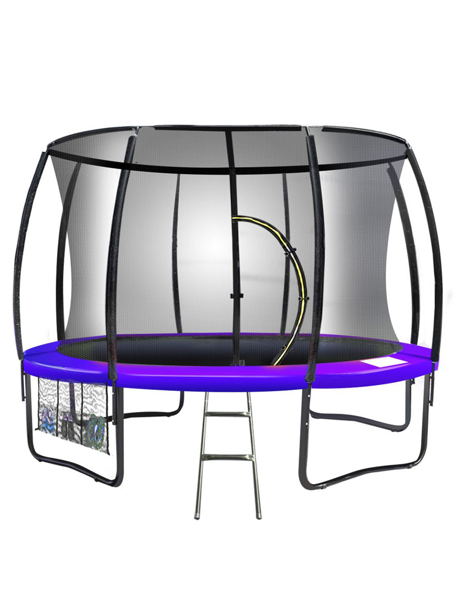 Kahuna 8ft round trampoline with purple padding and safety net - main image