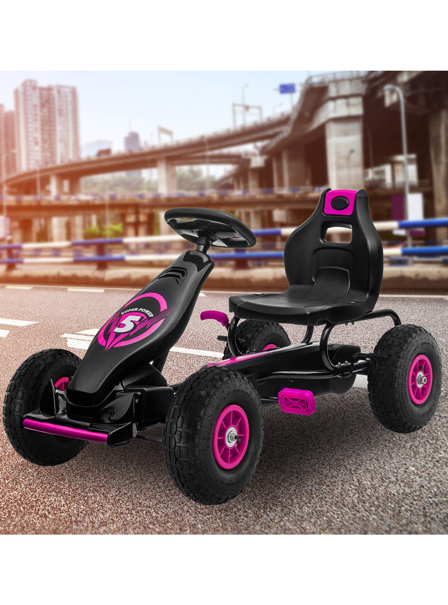 Kids Ride On Pedal Go Kart Kahuna G18 Rose Pink - Lifestyle Image 3