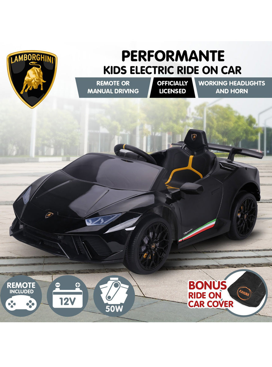 Kahuna Black Lamborghini Performante Kids Electric Ride On Car - Info Image 8