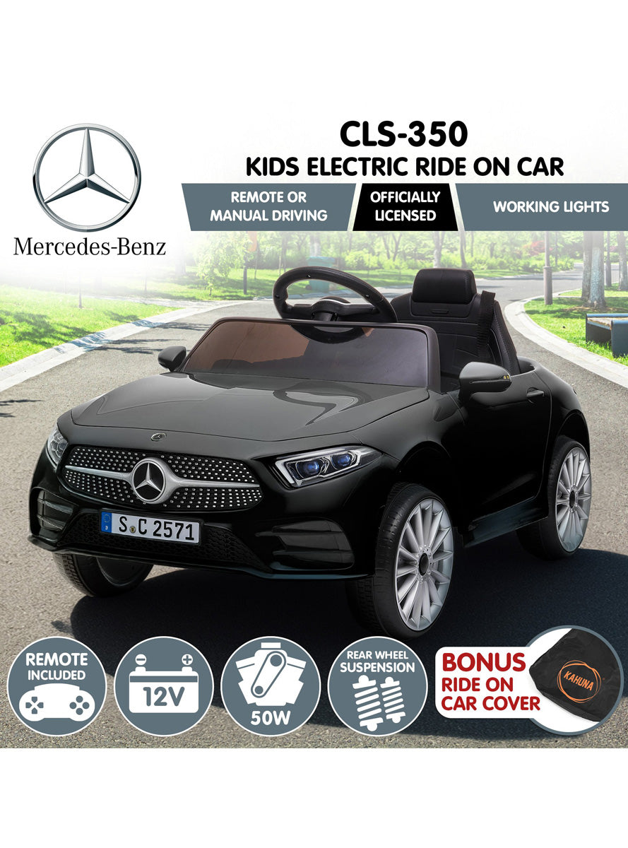 Kids Electric Ride On Car Kahuna Mercedes Benz CLS 350 Black Remote Controlled - Info Image 1